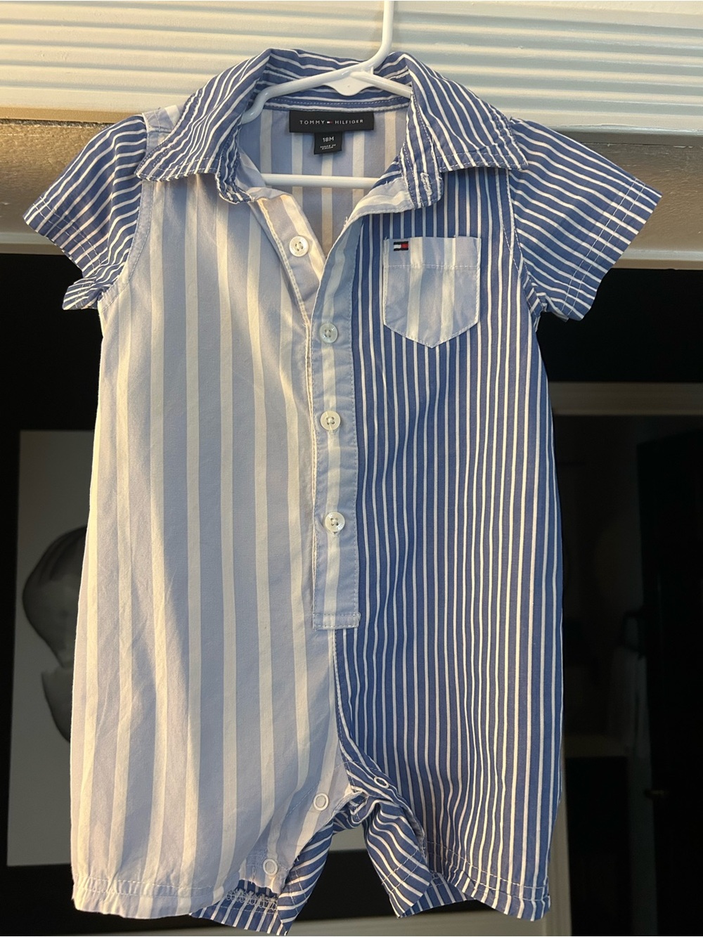 Tommy Hilfiger Blue & White Striped Infant One-Piece